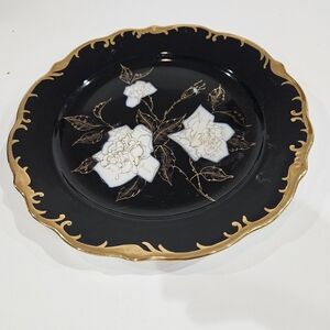 Antique Elegant Black and Gold Decorative Plate